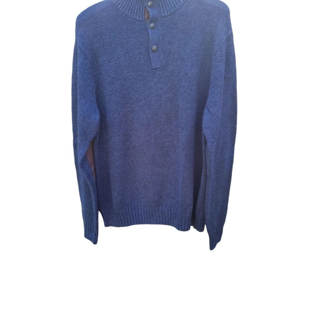 Chaps Men's L Sweater With Elbow Patches Blue. 100% Cotton NWT